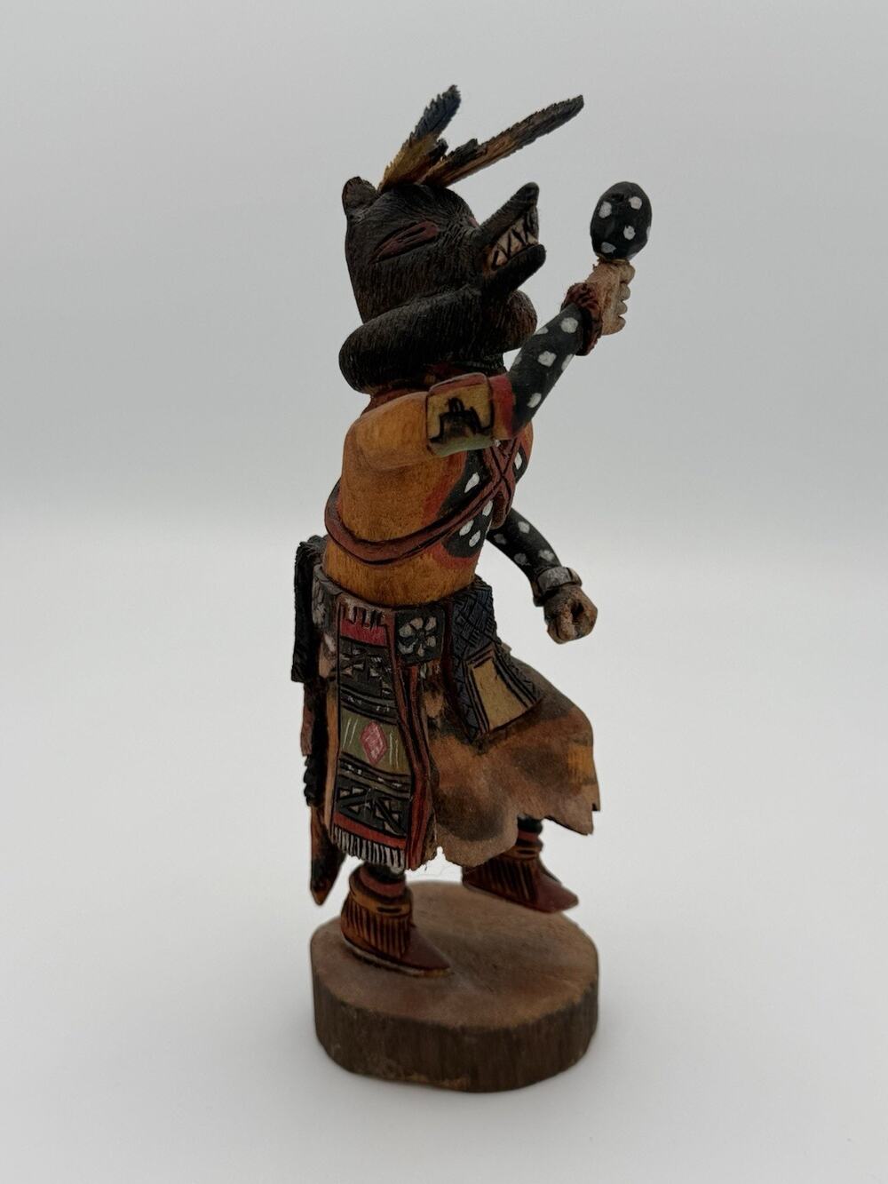 Hopi Coyote Kachina Doll Carved Cotton Wood Root Signed Sinquah 1st Mesa